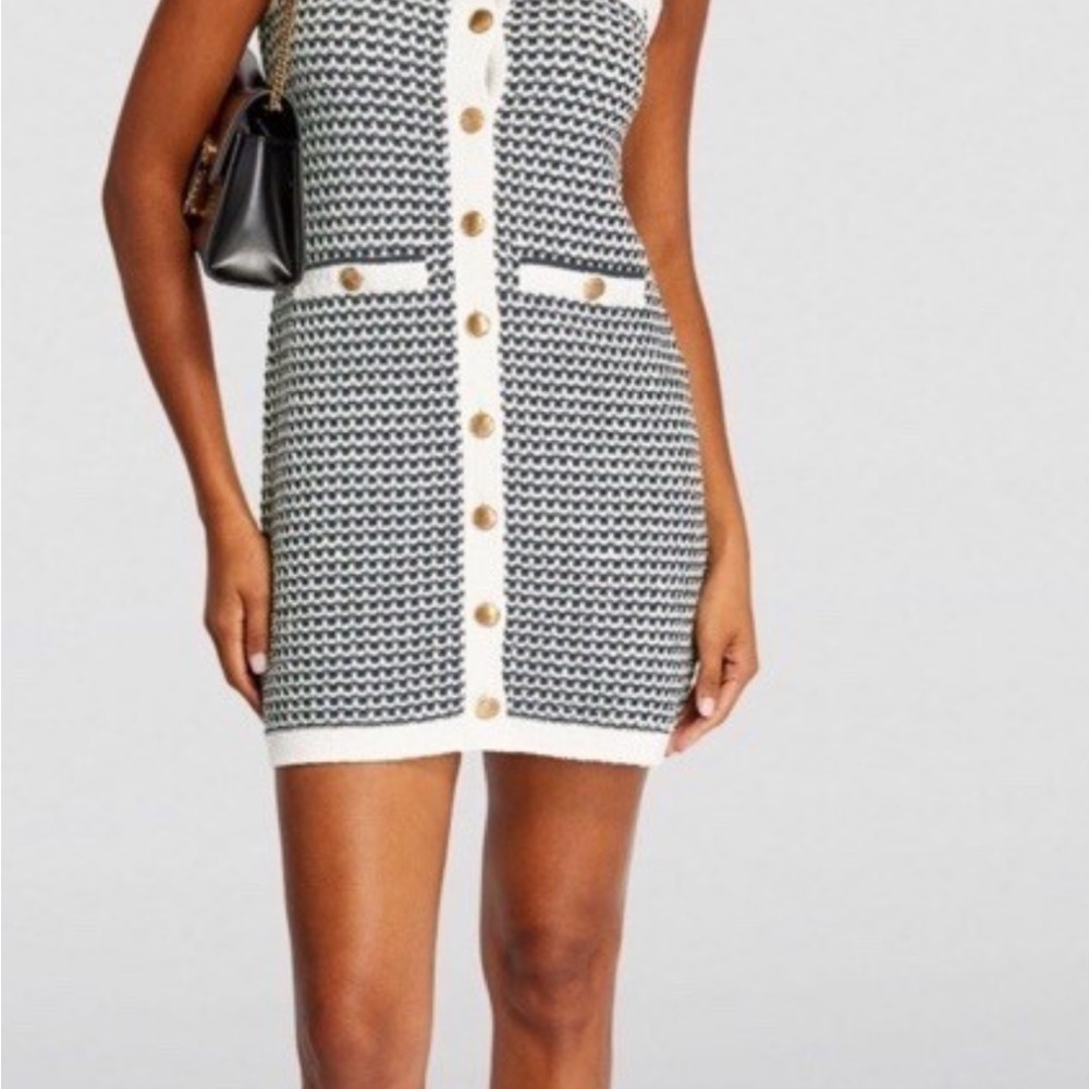 ME+EM Black and White Buttoned Mini Dress